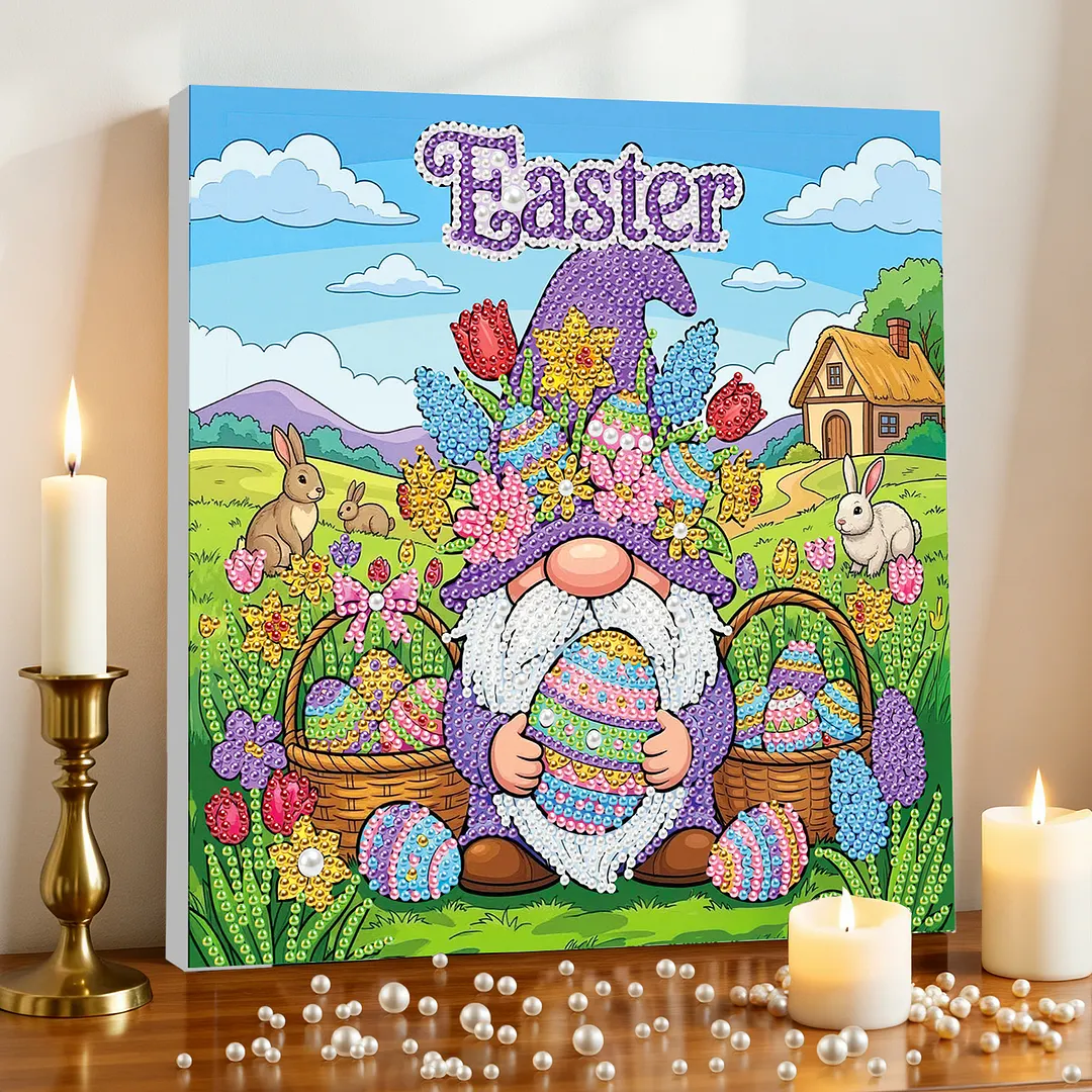 Easter Goblin DIY Pearl Painting Art Kits with Frame 25x25cm Pearl Gem Paintings Picture Arts Craft for Adults Beginners Home Wall Decor