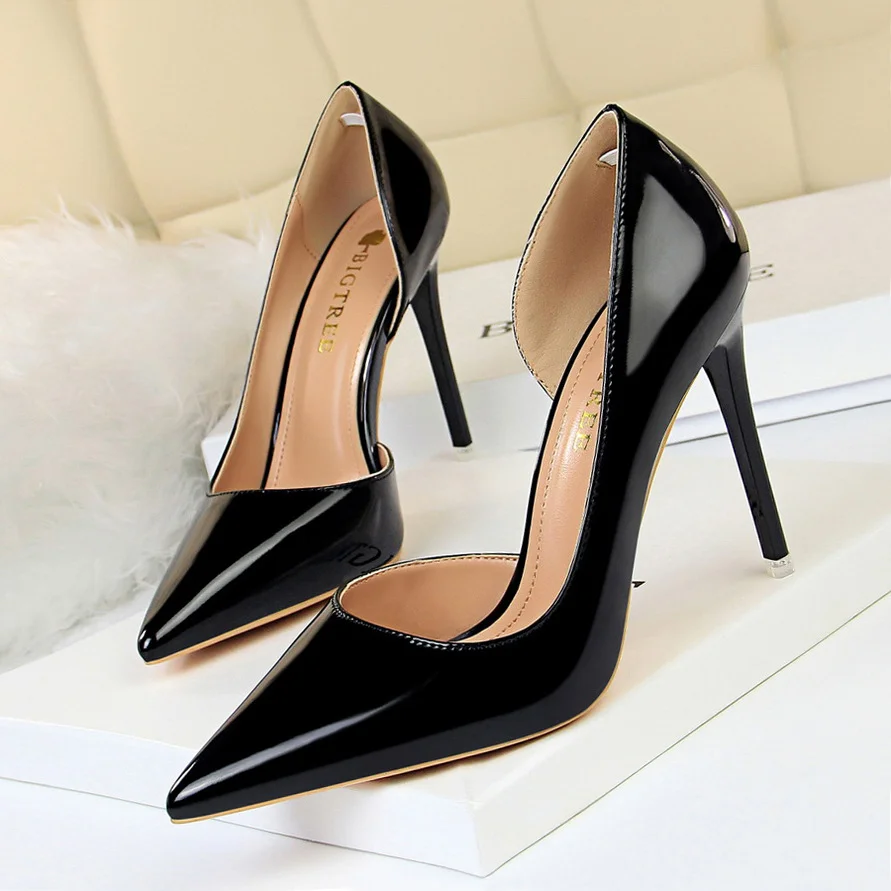 Colourp Colourp High Heels Simple Thin Heel Metal With High Heel Shallow Tip Side Hollow Out Sexy Single Shoes