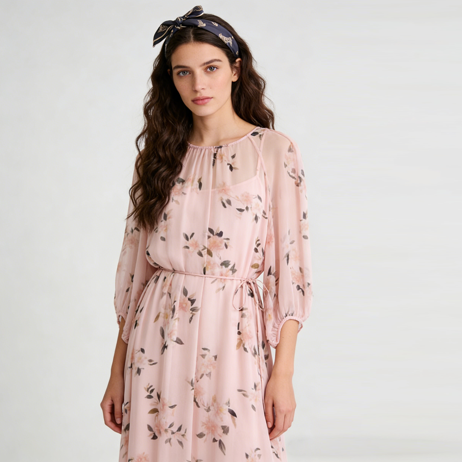 Silk Dress Printed Round Neck REAL SILK LIFE