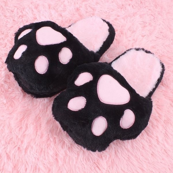 Winter Warm Slippers Plush Cotton Padded Cute Slipper Shoes Animal Bear's Paw Shaped Foot Warmer Slipper For Women - Shop Trendy Women's Fashion | TeeYours