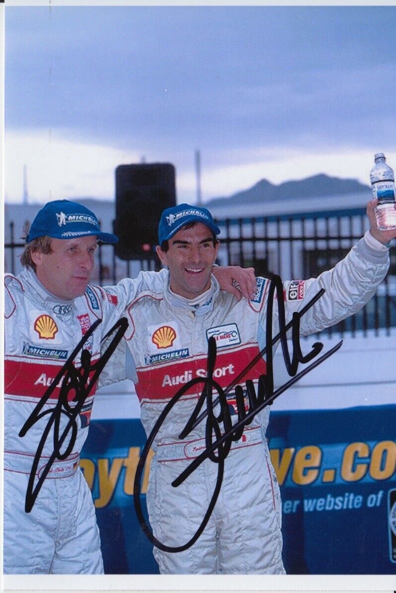 Emanuele Pirro and Frank Biela Hand Signed 6x4 Photo Poster painting - Le Mans Autograph.