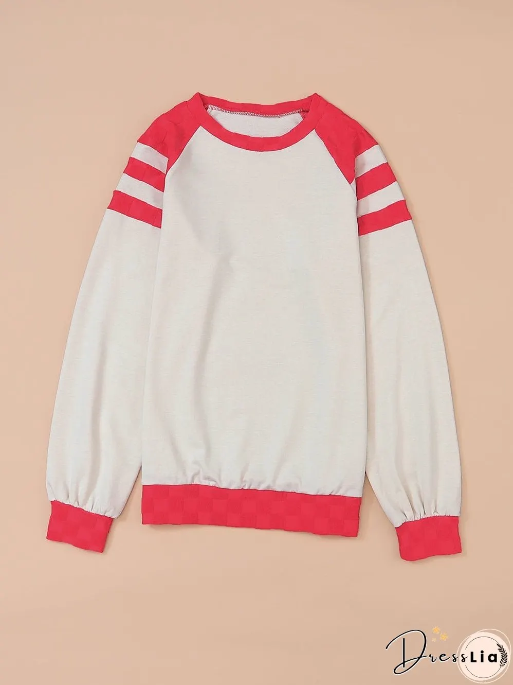 Cozy Apricot Color Block Long Sleeve Knit Top