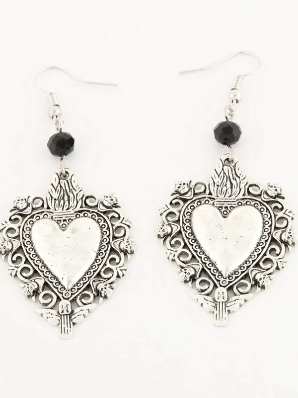 Gothic Dark Heart-shaped Short Earrings