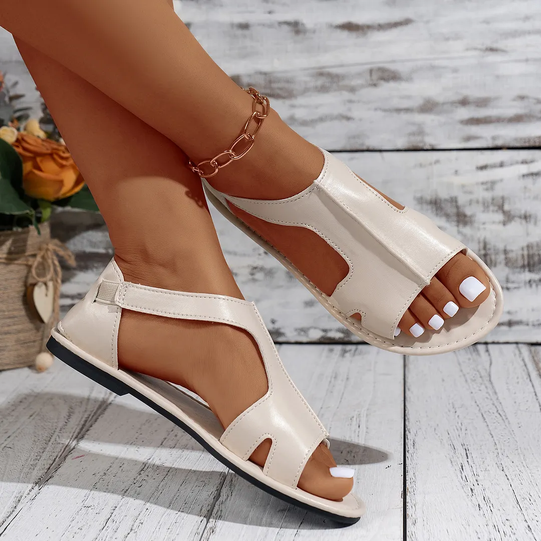 Breakj Breakj Sandals Women 2025 Summer New Round Toe Side Empty Bag Behind The Back To Wear Large-Size Sandals