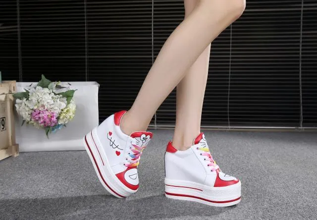 Women Sneakers 2022 Spring Autumn High Heels Ladies Casual Shoes Women Wedges Platform Shoes Female Thick Bottom Trainers W405