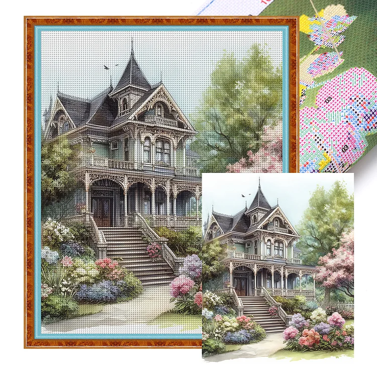 【Huacan Brand】Spring Scenery In The Courtyard 11CT Stamped Cross Stitch 50*60CM
