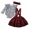 Baby Girl Leopard Set Valentine Long Sleeve Ruffles 2 Pcs