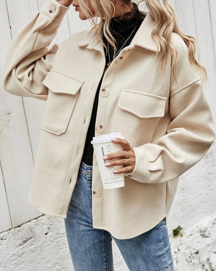 Off-white cotton blended casual gentle women's coat