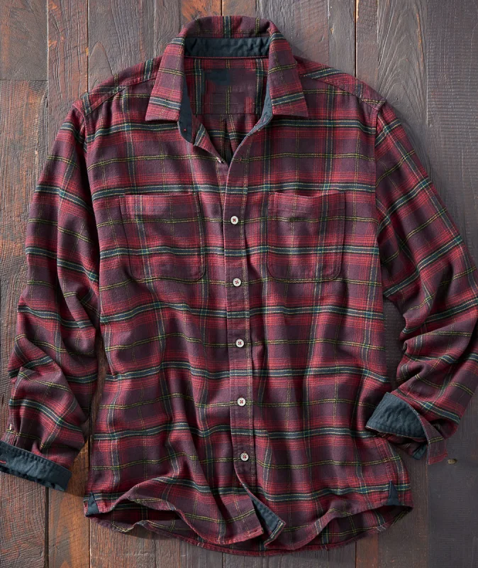 Men's Casual Check Print Long Sleeve Lapel Shirt