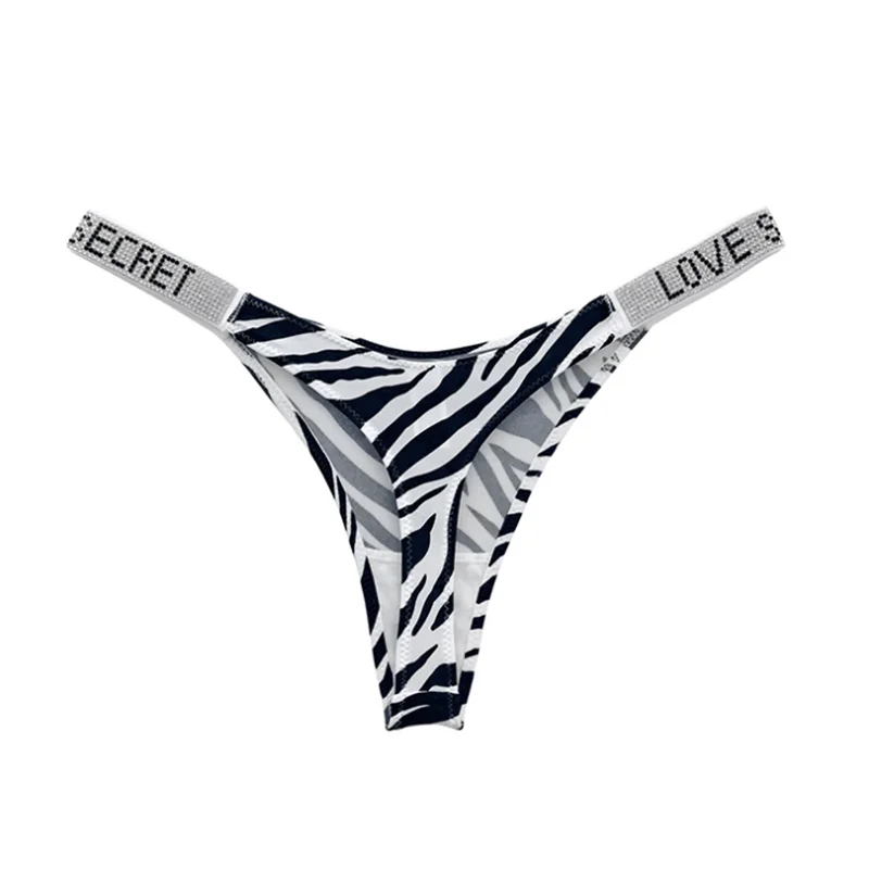 Sexy G-string Lingerie Rhinestone Thong Briefs Underpant Women Ice Silk Antibacterial Underwear Panties Intimates трусы женские