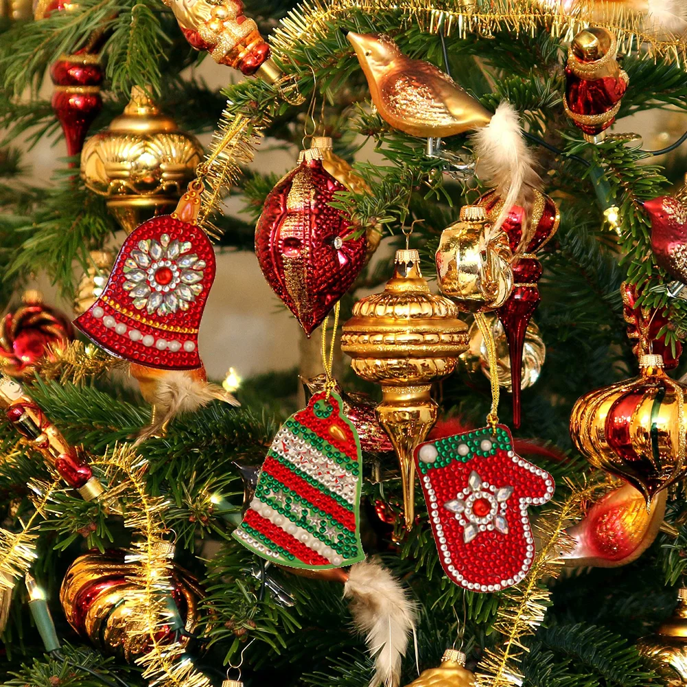 8pcs DIY Diamond Painting XmasTree Pendant (Single Sided)