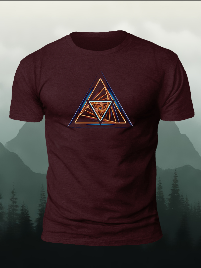 Sacred Geometry Triangle Print Short Sleeve T-Shirt