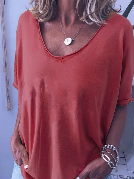 Short Sleeve Solid Casual Shirts & Tops
