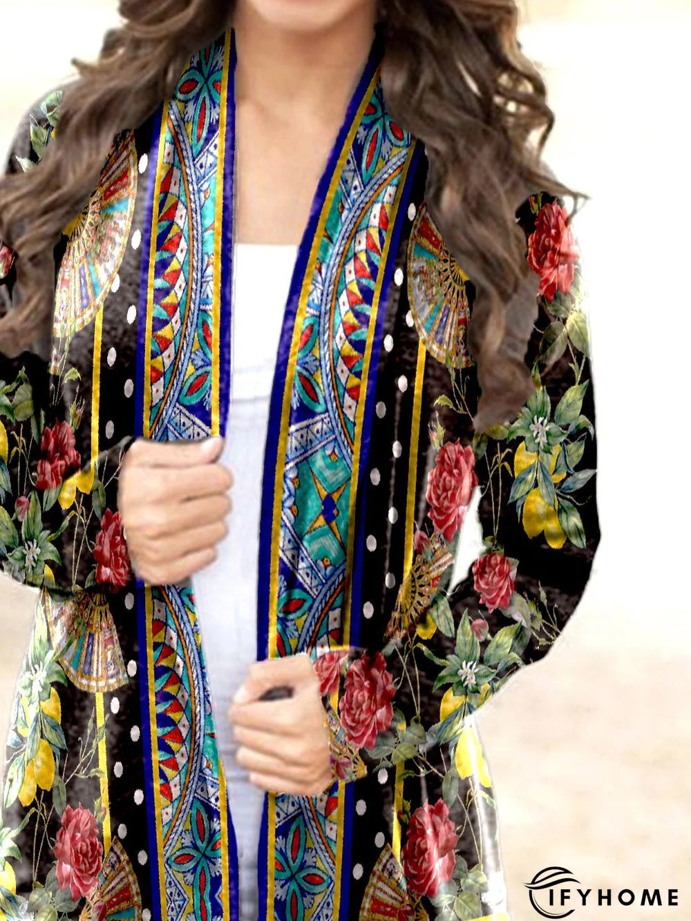 Collarless Vintage Cotton Blends Cardigan | IFYHOME