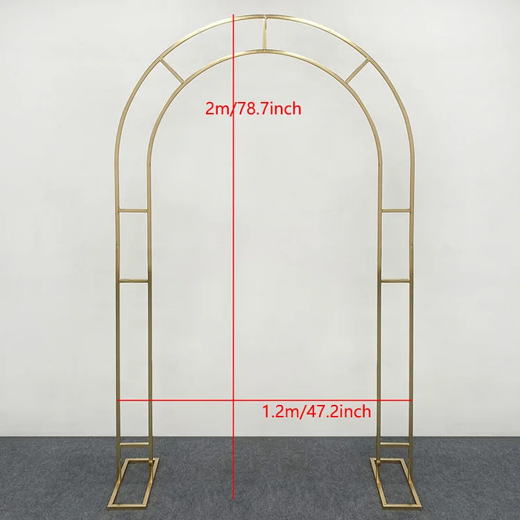 Gold-Plated Curved Double-Pole Arched Shelf Decor White Artificial Flower Row Wedding Backdrop Deco Floral Stand Party Prop Frame A7449 A7463