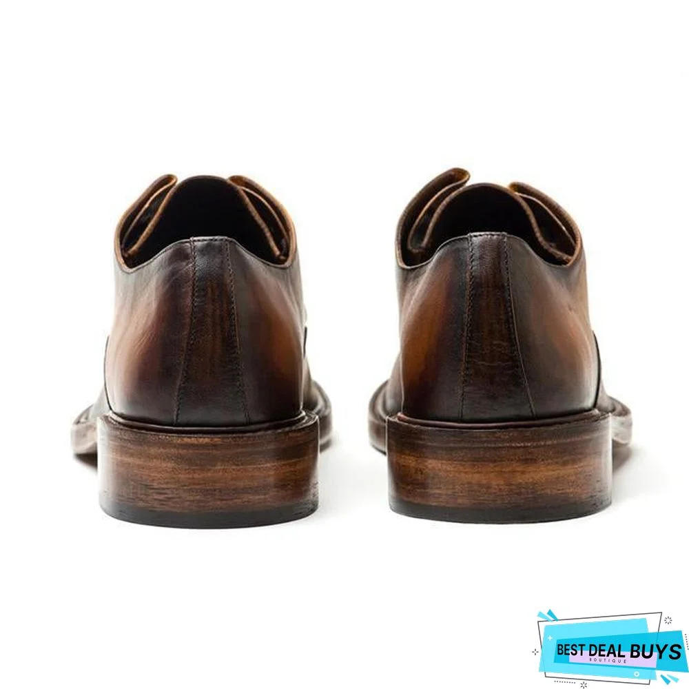 Classic Leather Shoes Gradient Color Oxford Shoes