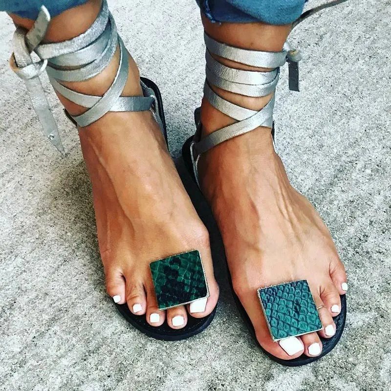 2020 Summer Women Ankle Strap Sandals Flat Clip Toe Leopard Beach Ladies Fashion Casual Comfort Female Shoes Plus Size