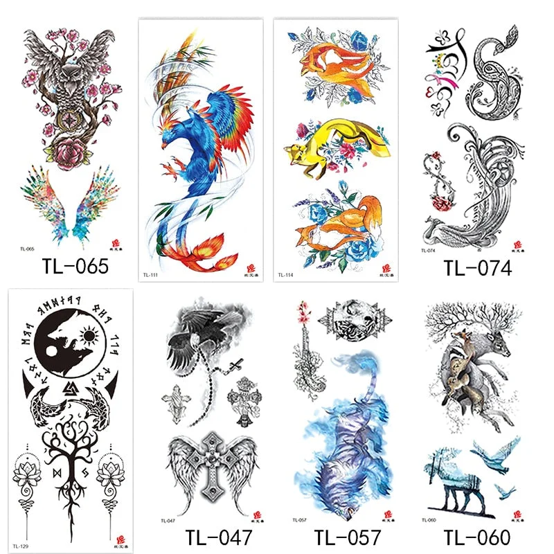 Flower arm waterproof tattoo stickers half arm painted animal durable waterproof European and American temporary tattoo stickers