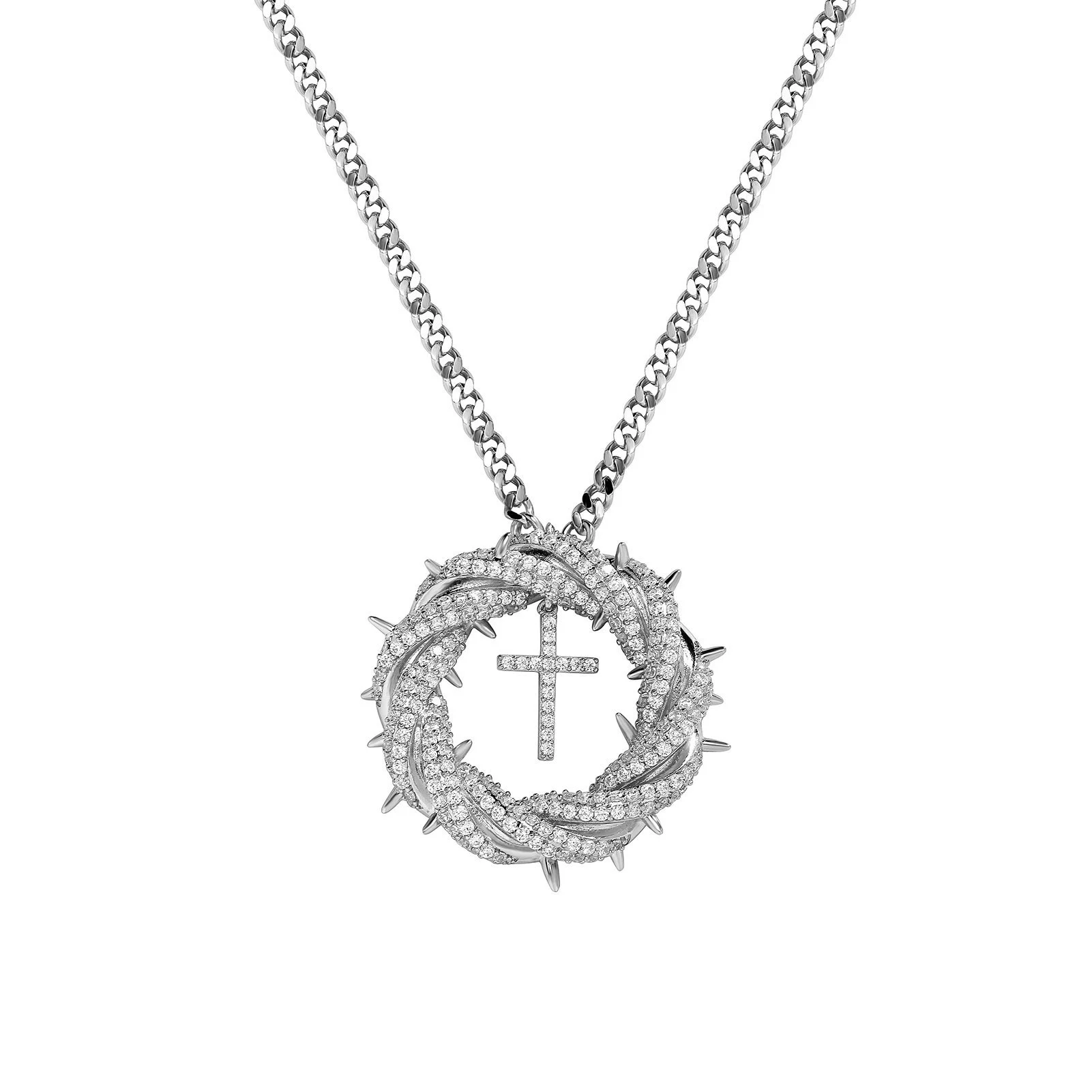 Cross Micro - Set Copper Zircon Necklace