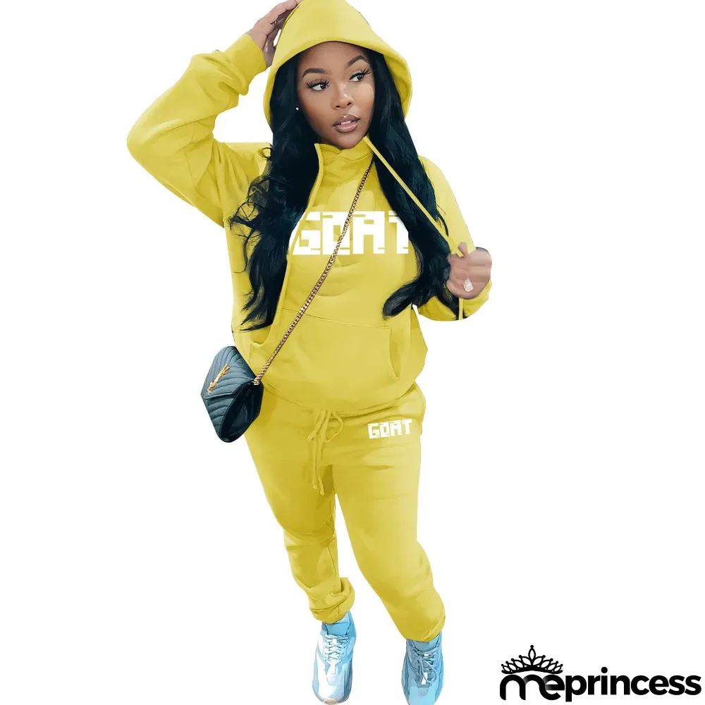 Women's Fashion Casual Fleece Hoodies Two-Piece Hoodie Tracksuit