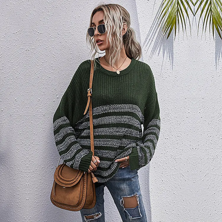 GETADME 2026 Fashion Women's Knitted Sweater Autumn Winter Print Long Sleeve Crew Neck Pullover Large Size Warm Top For Female