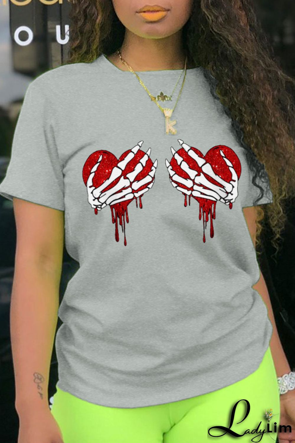 White Fashion Print Patchwork O Neck T-Shirts