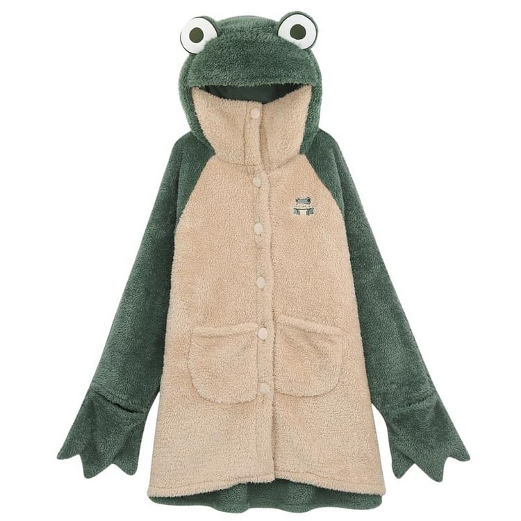 Funny Cartoon Frog Hooded Pajamas Set - Modakawa