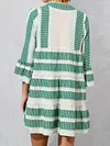 Loose And Casual Ethnic Printed Puff Sleeves Mini Dresses
