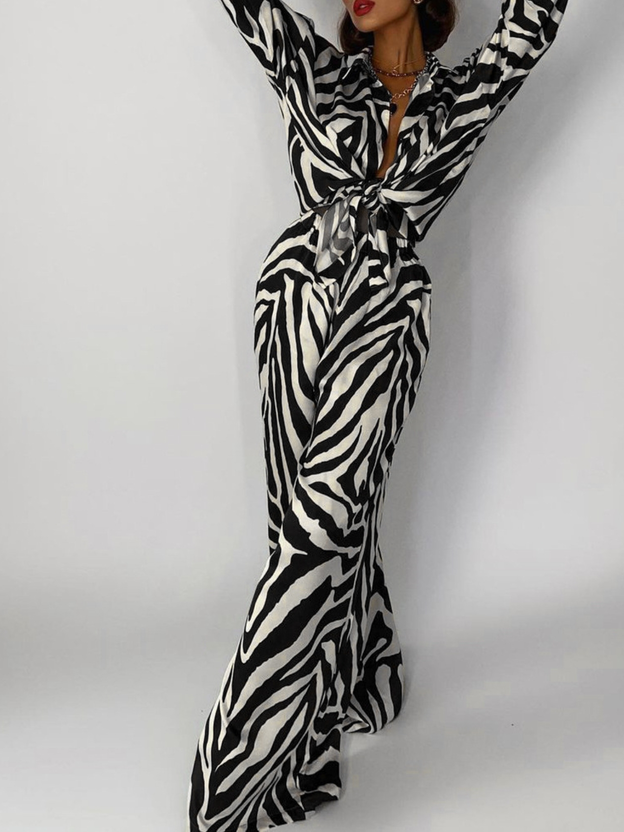 Striped Lapel Printed Shirt Loose Trousers Suit | Oxredo Shop Ramadan Sale