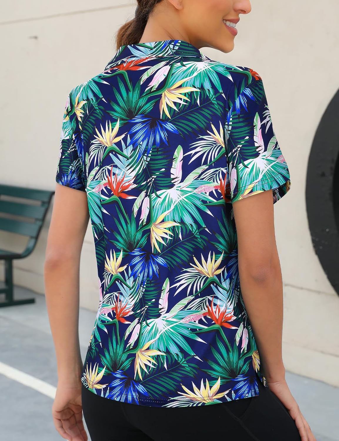 Womens Golf Polo Shirts 1/4 Zip Up Overlap Short Sleeve Quick Dry Workout Tops