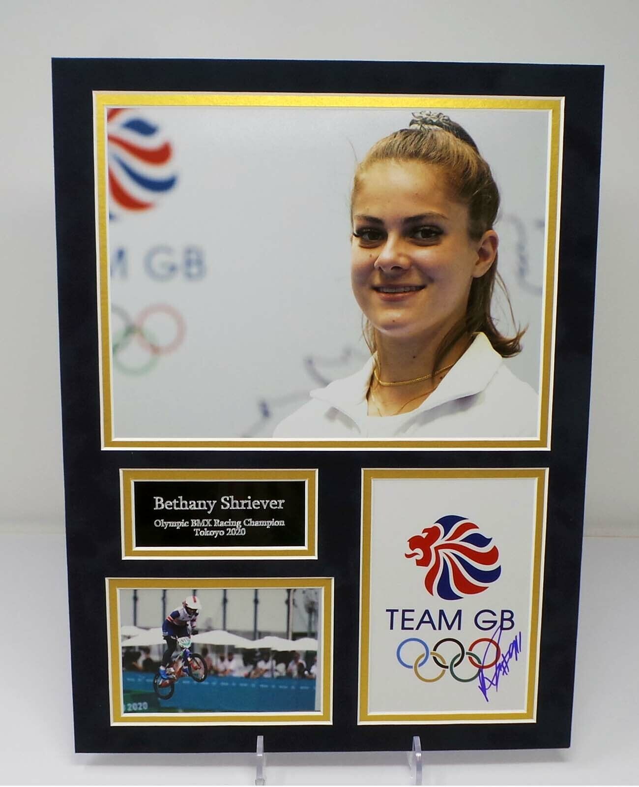 Bethany SHRIEVER Signed & Mounted BMX Olympic Gold Photo Poster painting Display 3 AFTAL RD COA