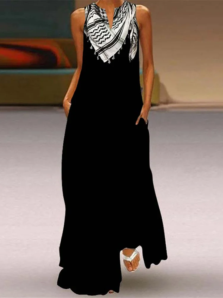 I Hope Peace Forever And Palestine Shemagh Inspired Flowy Maxi Dress