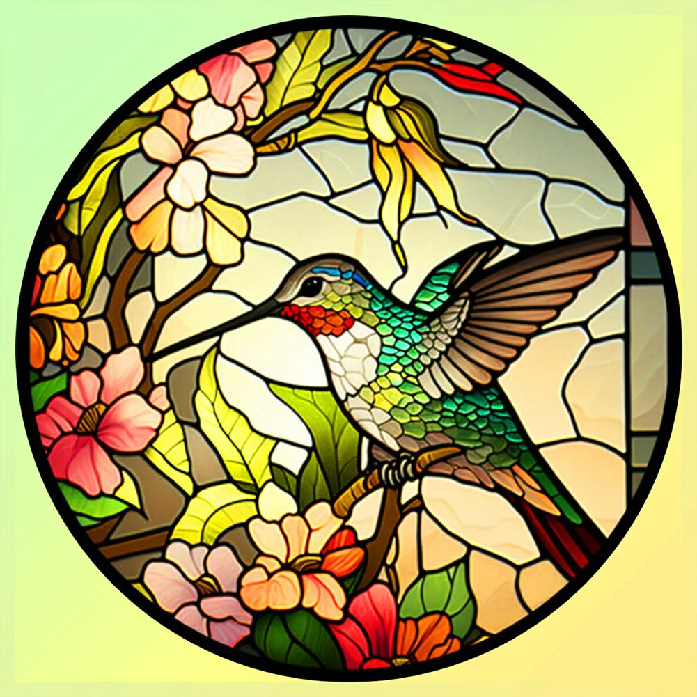 Full Round Diamond Painting - Stained Glass Hummingbird(30*30cm)