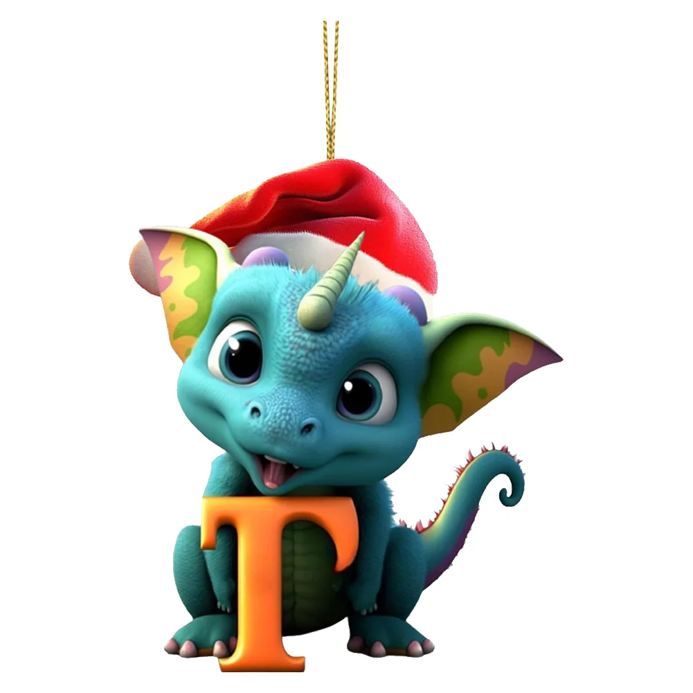 Christmas Cute Dragon Pendants Acrylic Letter Shaped Exquisite for Xmas Tree Car