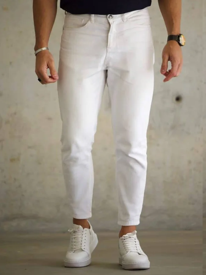 Men Casual White Jeans