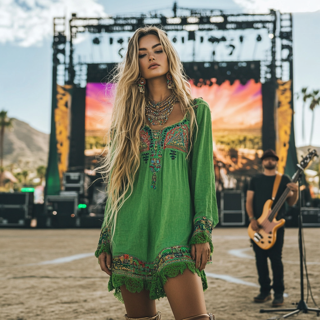 Coachella Music Festival Rock Party Carnival Vintage Wilderness Ethnic Bohemian Linen Dress