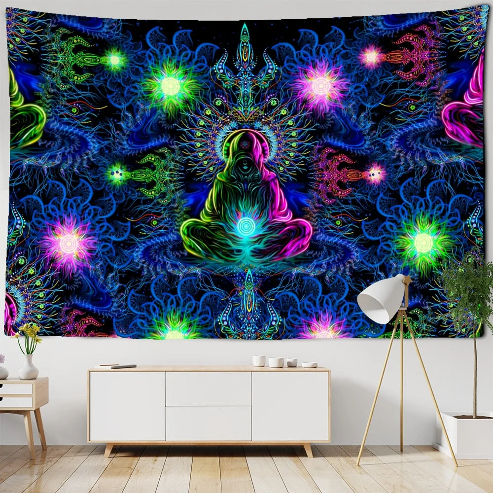 Meditator's Tapestry Wall Hanging Viking Hippie Bohemian Psychedelic Mystical Witchcraft Art Home Decor