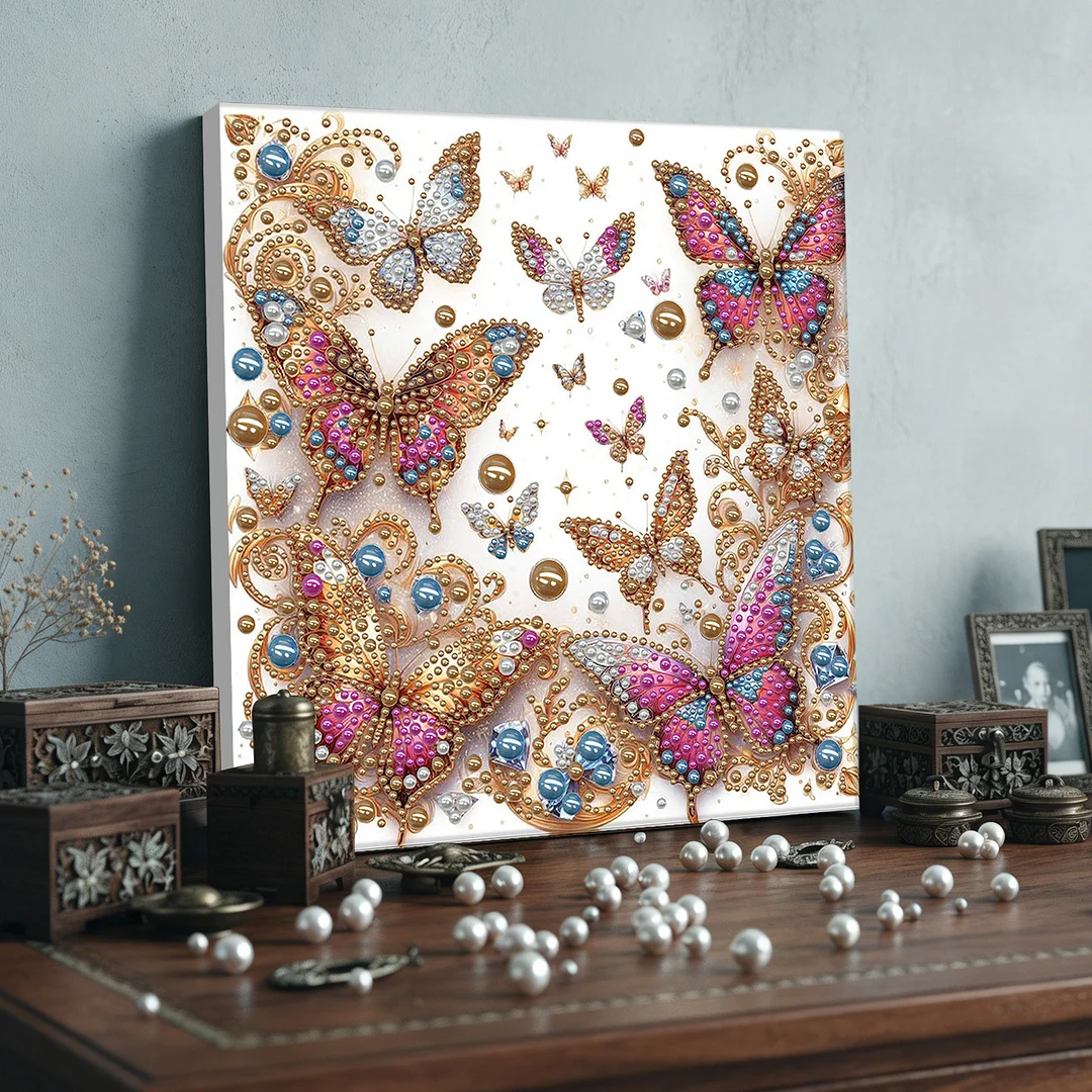 Butterfly - DIY Pearl Diamond Art Kit With Frame 30*30cm