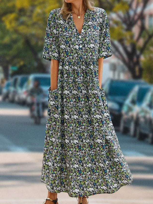 Casual Short Sleeve Woven beach dresses
