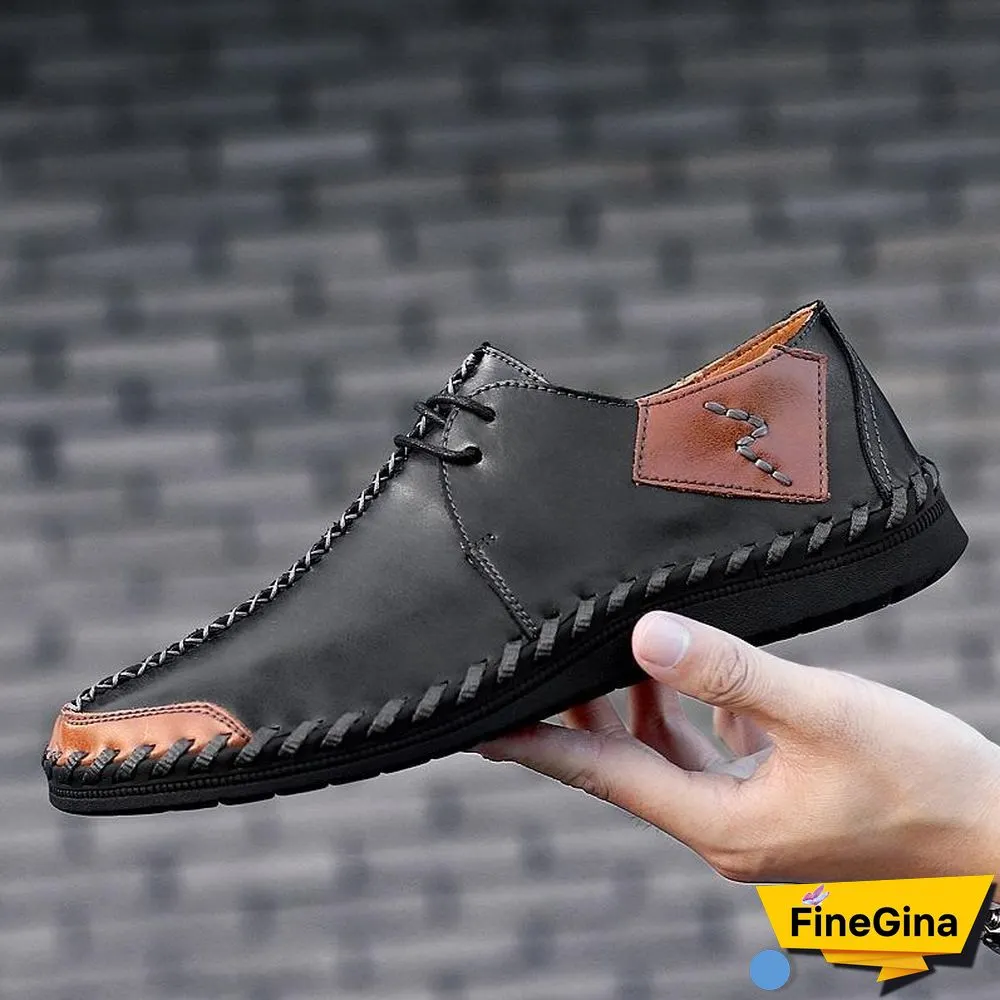 Men Casual Cow Leather Light Comfortable Split Leather Flats Shoes