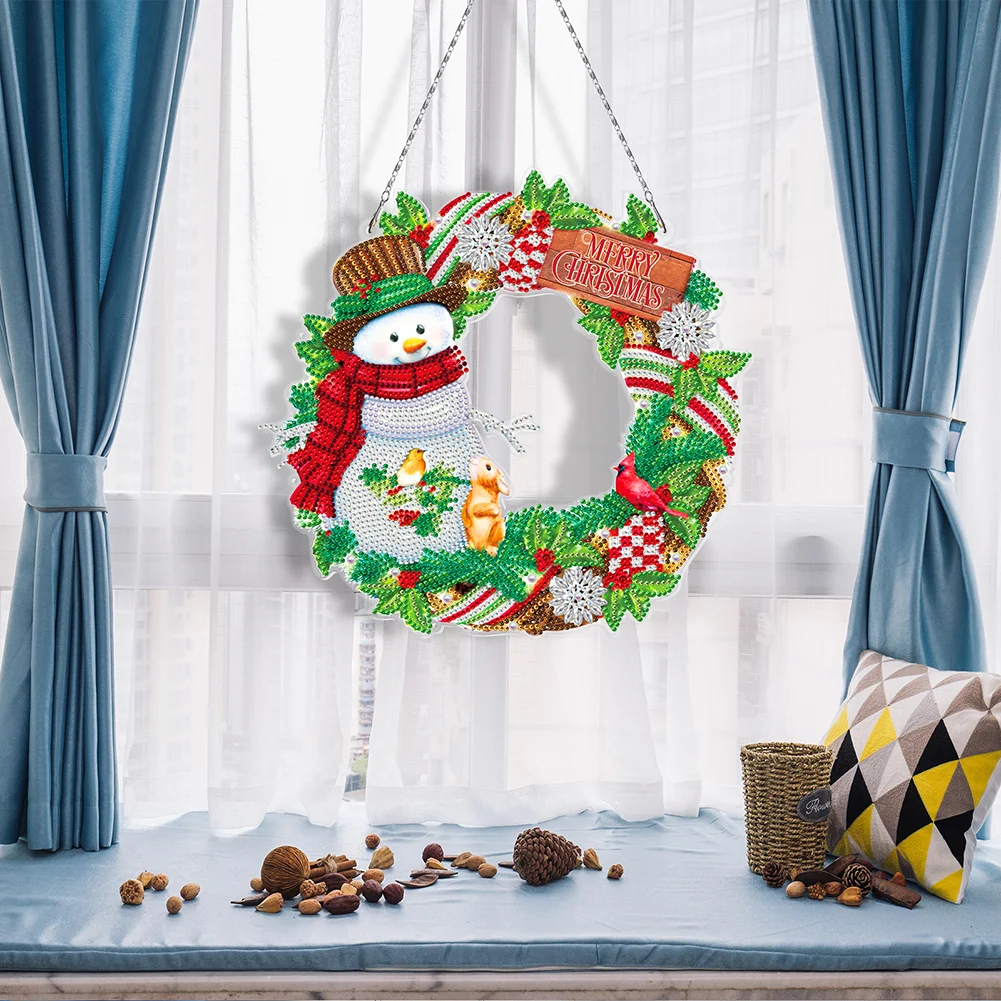 DIY Diamond Painting Art Hanging Wreath - Snowman