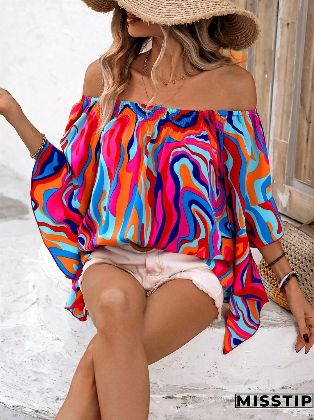 Printed Off-Shoulder Blouse