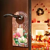 Diamond Painting Christmas Candle Flower Door Handle Hanging Sign Door Wooden Pendant