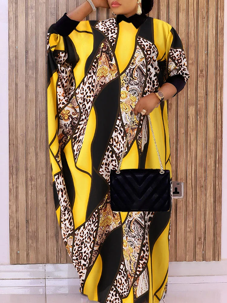 Geometric Printed Bat Sleeve High Neck Sweater For Women SKUJ14915 QueenFunky