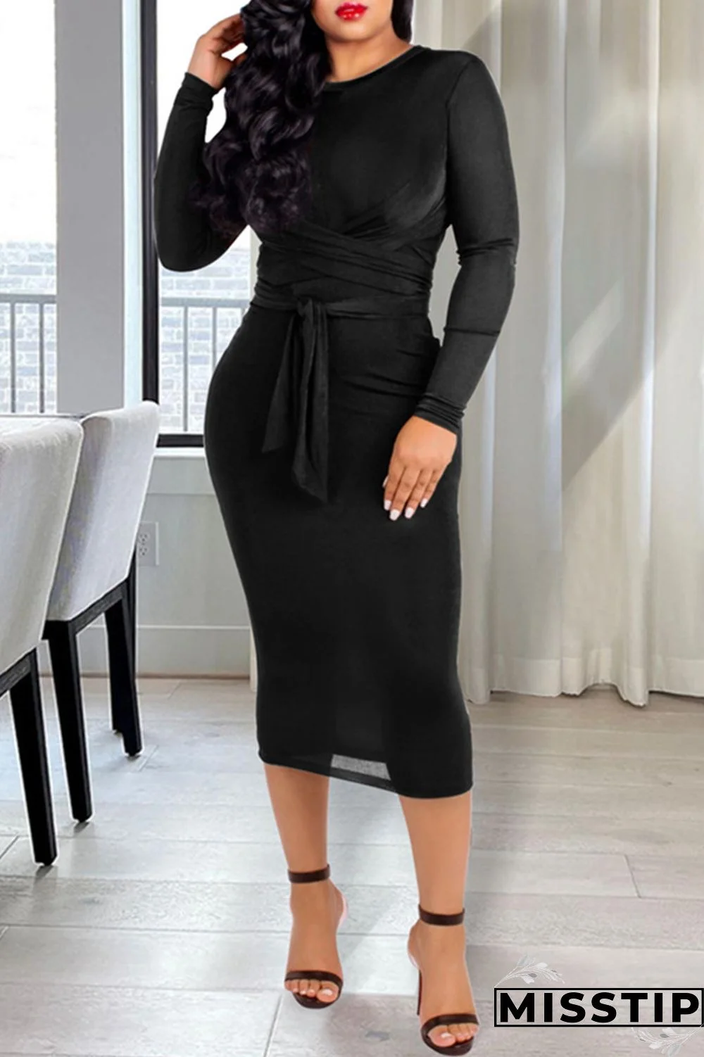 Burgundy Casual Solid Patchwork Frenulum O Neck Long Sleeve Dresses