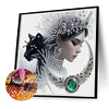 Flocon de neige chat noir fille-spécial en forme de peinture de diamant-30 * 30cm