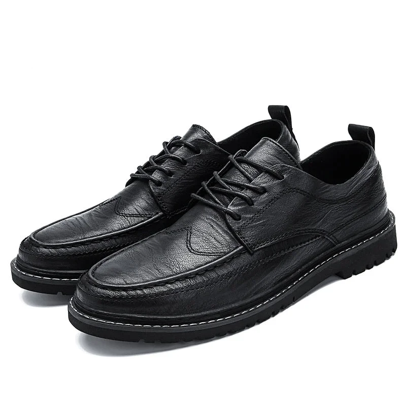 Vstacam 2022 New Men's Quality Leather Shoes British Business Lace Up Fashion Black Soft Leather Man Split Leather Dress Shoes Men