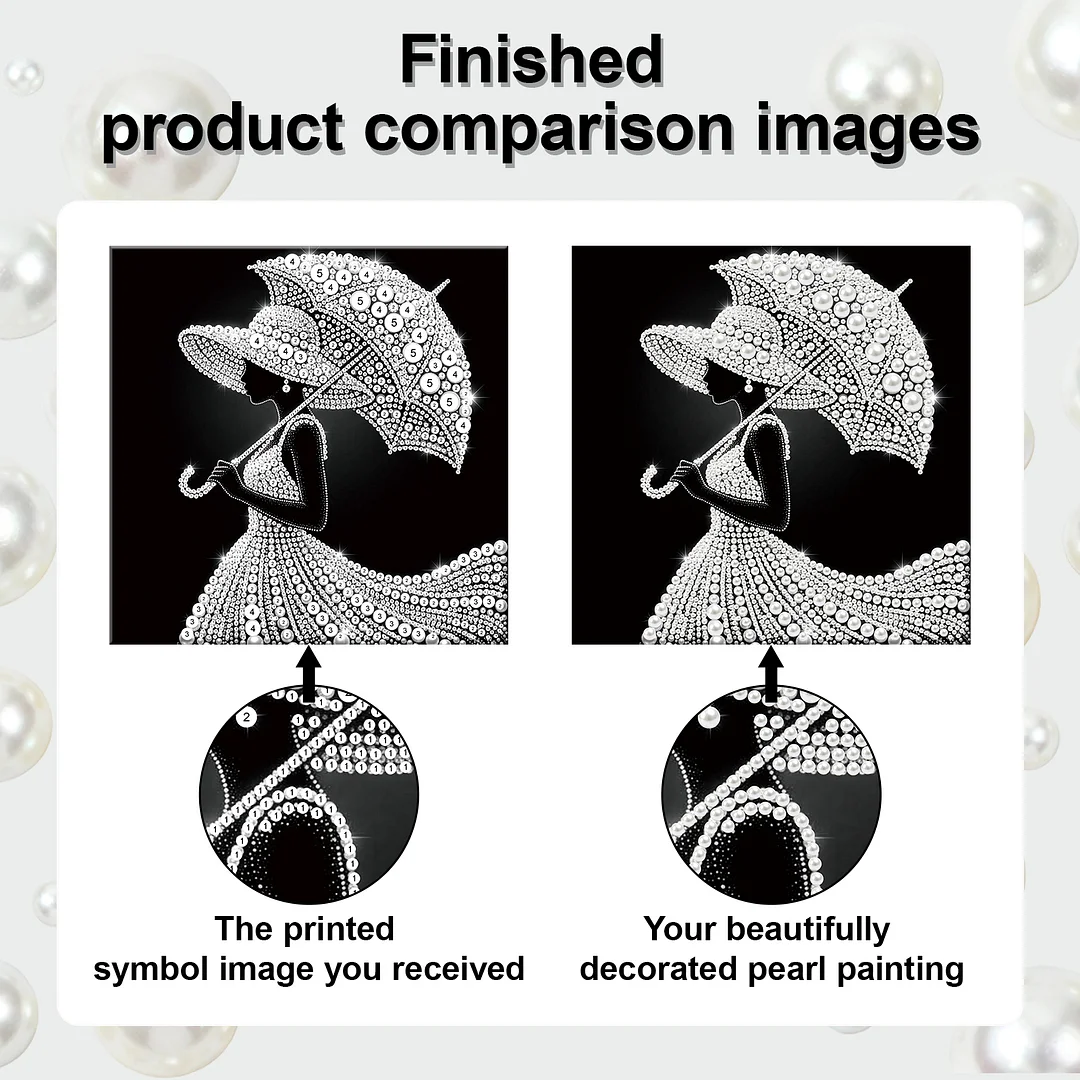 The Wealthy Lady With An Umbrella - DIY Pearl Diamond Art Kit With Frame 25*25cm