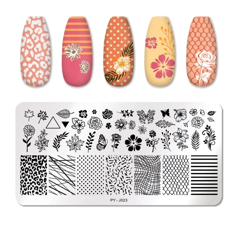PICT YOU Square Lace Series Nail Stamping Plates Stencil Stainless Steel Tools Nail Art Stamp Design for DIY Image Plate-Nail Inspo