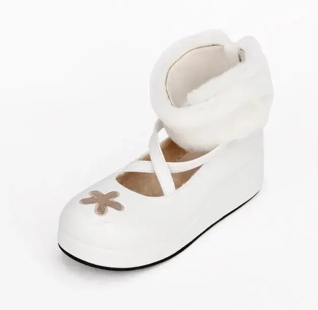 VCshoesWoman Mori Girl Lolita Cosplay Shoes Lady Mid Heels Pumps Women Princess Dress Warm Shoes 34-47 Embroidery Stars